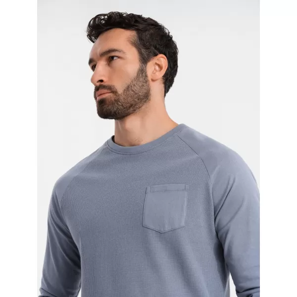  Tricou pentru bărbați OMBRE OM-LSCL-0109 DENIM ALBASTRU 