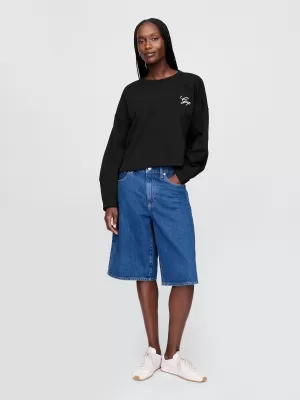 Hanorac de dama GAP LOGO HORSESHOE SWEATSHIRT 767368-01 NEGRU ADEVĂRAT