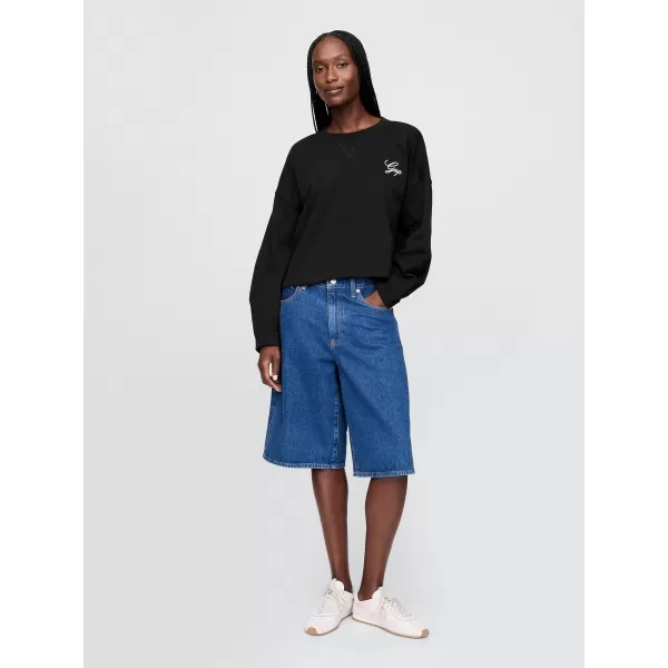  Hanorac de dama GAP LOGO HORSESHOE SWEATSHIRT 767368-01 NEGRU ADEVĂRAT 