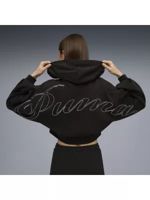 Hanorac de dama PUMA ESS GRAPHIC BEDAZZLED HOODIE 635394_01 PUMA NEGRU