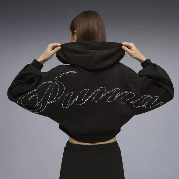  Hanorac de dama PUMA ESS GRAPHIC BEDAZZLED HOODIE 635394_01 PUMA NEGRU 