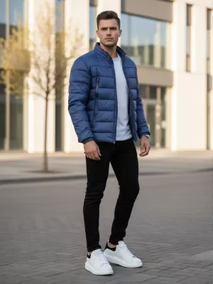 Jachetă pentru bărbați DSTREET TX4446 ALBASTRU ÎNCHIS