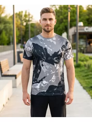 Tricou premium pentru bărbați ALTISPORT VOJ/ALM131TR01 GRI/NEGRU