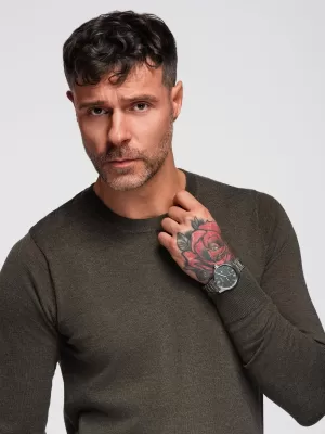 Pulover pentru bărbați OMBRE OM-SWBS-0106 MELANGE DE MĂSLINE