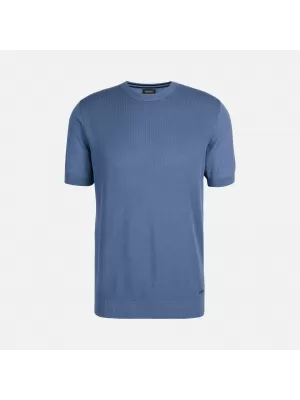 Tricou pentru bărbați GEOX KNIT G012315 ALBASTRU