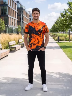 Tricou premium pentru bărbați ALTISPORT VOJ/ALM131TR01 PORTOCALIU/NEGRU