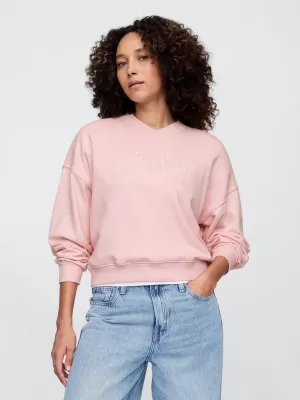 Hanorac de dama GAP LOGO WEDGE NECK SWEATSHIRT 714869-01 TRANDAFIR CEȚOS