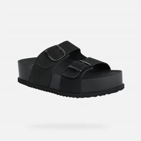  Papuci de damă GEOX SANDYBETT HIGH G012956 NEGRU 