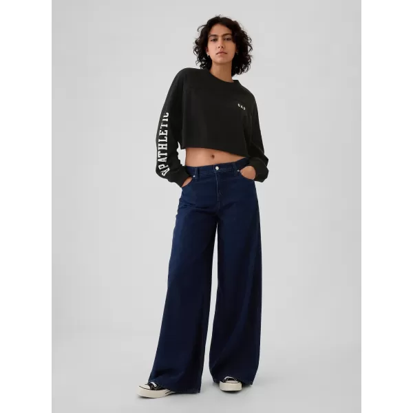  Hanorac de dama GAP DROP SHOULDER SUPER CROP SWEATSHIRT 498952-02 NEGRU ADEVĂRAT 