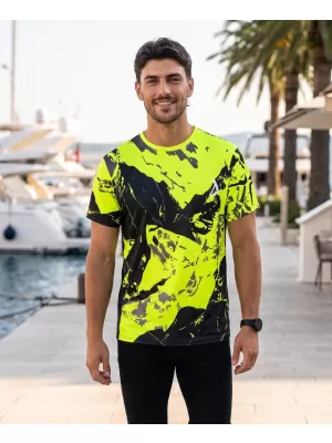Tricou premium pentru bărbați ALTISPORT VOJ/ALM131TR01 GALBEN FLUO/NEGRU