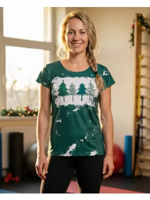 Tricou de Crăciun premium pentru femei ALTISPORT VOJ/ALWVN4TR06 VERDE