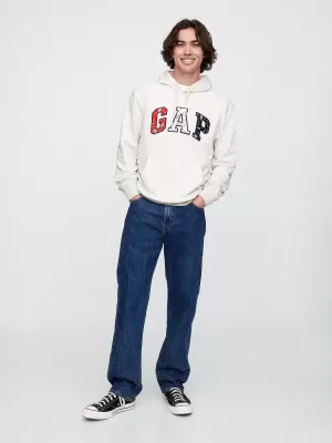 Hanorac pentru bărbați GAP LOGO PULLOVER HOODIE 767818-00 ERICA GRI PAL