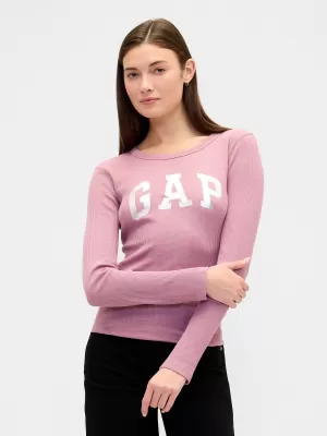 Tricou pentru femei GAP WAFFLE LOGSLEEVE TEE 843331-01 ORHIDEEA ÎNTUNECATĂ