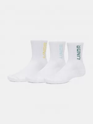 Șosete UNDER ARMOUR UA 3-MAKER 3PK MID-CREW 1373084-106 ALB