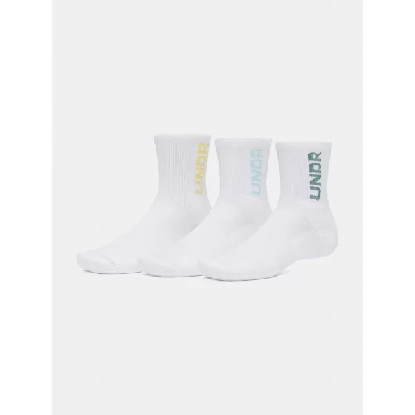  Șosete UNDER ARMOUR UA 3-MAKER 3PK MID-CREW 1373084-106 ALB 