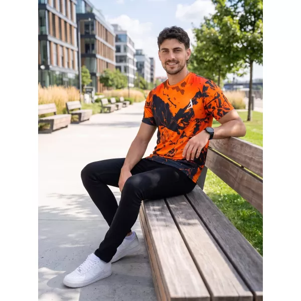  Tricou premium pentru bărbați ALTISPORT VOJ/ALM131TR01 PORTOCALIU/NEGRU 