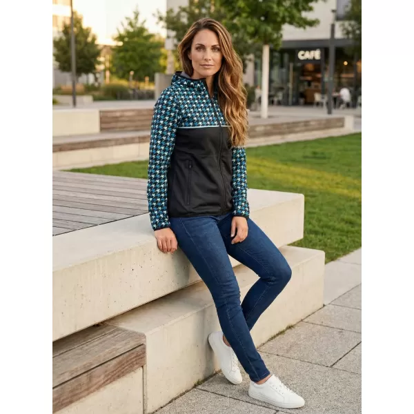  Jachetă softshell premium pentru femei ALTISPORT VOJ/ALW048JACK01 NEGRU ȘI ALBASTRU 