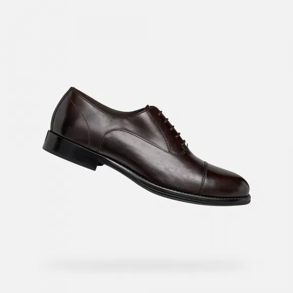  Pantofi rochie pentru bărbați GEOX BARBERIGO G014409 MARO ÎNCHIS 