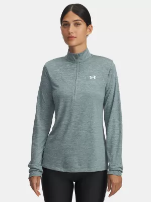 Tricou pentru femei UNDER ARMOUR TECH 1/2 ZIP- TWIST 1384225-587 ALBASTRU
