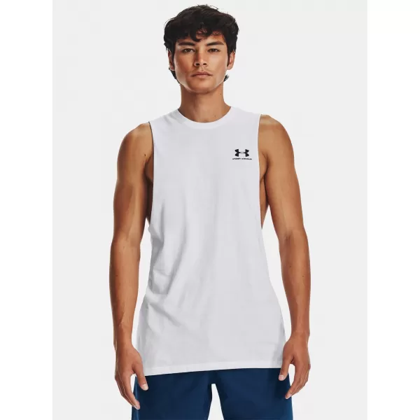  Maiou bărbătesc UNDER ARMOUR LEFT CHEST CUT OFF TANK 1329286-100 ALB 