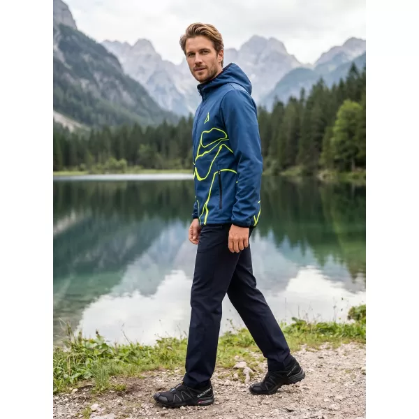  Jachetă softshell premium pentru bărbați ALTISPORT VOJ/ALM073JACK01 BLEUMARIN/GALBEN NEON 