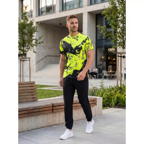  Tricou premium pentru bărbați ALTISPORT VOJ/ALM131TR01 GALBEN FLUO/NEGRU 