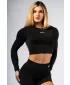 Crop top fără cusături, cu mâneci lungi POWER 892 BLACK Nebbia