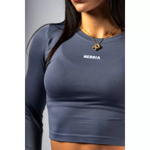  Crop top fără cusături, cu mâneci lungi POWER 892 GREY Nebbia 