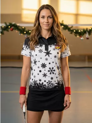 Tricou de Crăciun de damă cu guler premium ALTISPORT VOJ/ALWVN2TR05 ELF