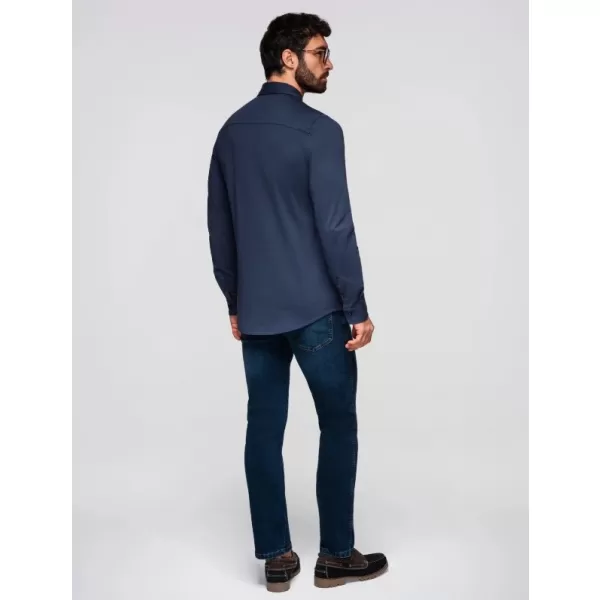  Cămașă pentru bărbați OMBRE K697 ALBASTRU MARIN 