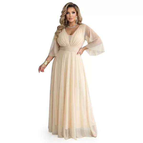  Rochie NUMOCO 654-2 BEJ ȘAMPANIE 