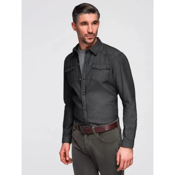  Cămașă pentru bărbați OMBRE OM-SHDS-0210 NEGRU 