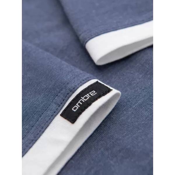  Tricou pentru bărbați OMBRE OM-TSCT-0256 MELANGE ALBASTRU ÎNCHIS 