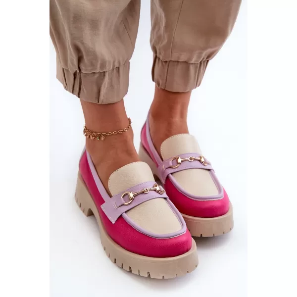  Mocasini de dama ZAZOO 3475 BEJ/FUSCHIA/LILIAC 