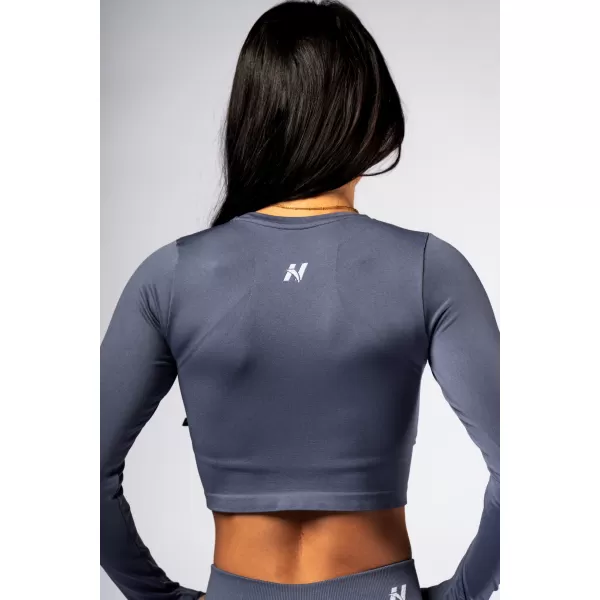  Crop top fără cusături, cu mâneci lungi POWER 892 GREY Nebbia 