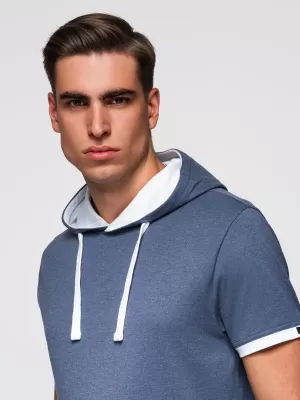 Tricou pentru bărbați OMBRE OM-TSCT-0256 MELANGE ALBASTRU ÎNCHIS