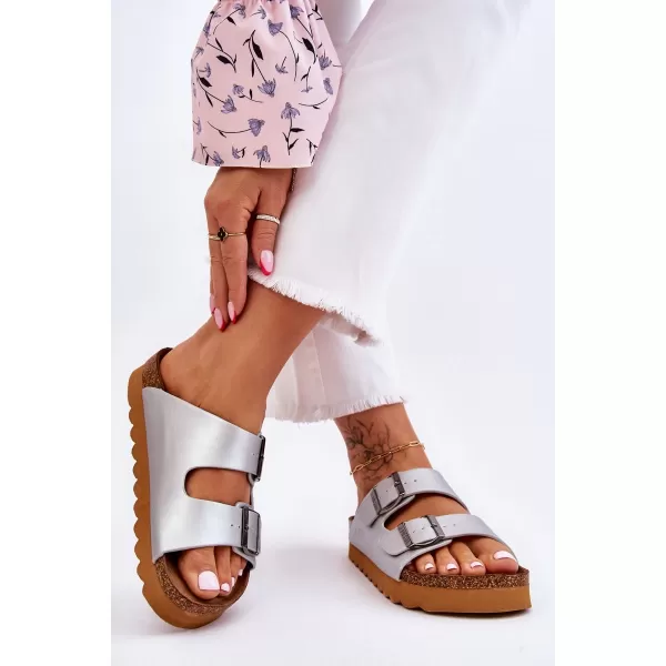  Papuci dama BIG STAR LL274476 SILVER Pantofi Big Star 