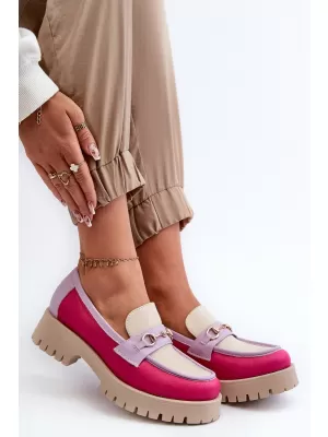 Mocasini de dama ZAZOO 3475 BEJ/FUSCHIA/LILIAC