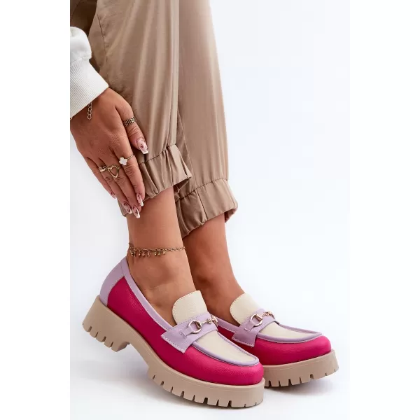  Mocasini de dama ZAZOO 3475 BEJ/FUSCHIA/LILIAC 