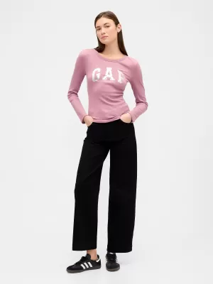 Tricou pentru femei GAP WAFFLE LOGSLEEVE TEE 843331-01 ORHIDEEA ÎNTUNECATĂ