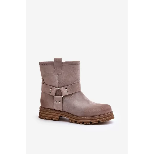  Pantofi de dama cu toc BOTO CAPPUCINO 33658 VELUR 