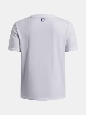 Tricou băieți UNDER ARMOUR B LOGO BLUR SS 6009280-100 ALB