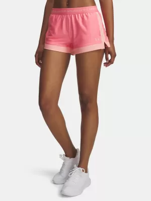 Pantaloni scurți de damă UNDER ARMOUR TECH PLAY UP 3IN COLORBLOCK 6010875-600 ROZ
