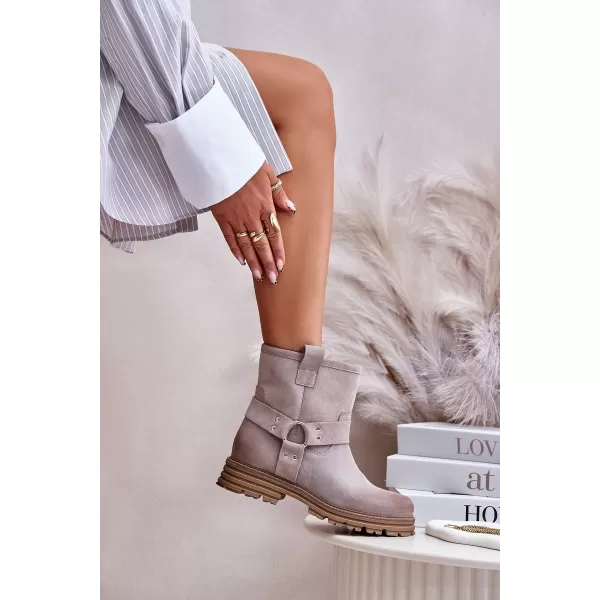  Pantofi de dama cu toc BOTO CAPPUCINO 33658 VELUR 