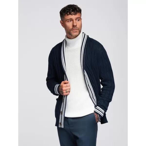  Cardigan pentru bărbați OMBRE OM-SWCD-0152 ALBASTRU MARIN 