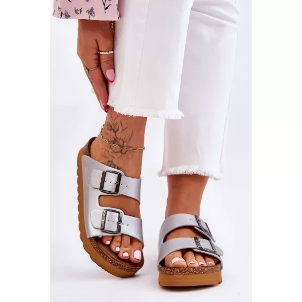  Papuci dama BIG STAR LL274476 SILVER Pantofi Big Star 