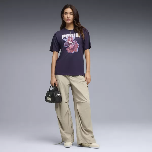  Tricou pentru femei PUMA GRAPHICS RELAXED TEE BETTER 691908_64 PRUNĂ ADÂNCĂ 