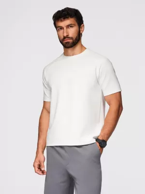 Tricou pentru bărbați OMBRE OM-TSCT-0240 APROAPE ALB