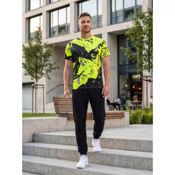  Tricou premium pentru bărbați ALTISPORT VOJ/ALM131TR01 GALBEN FLUO/NEGRU 