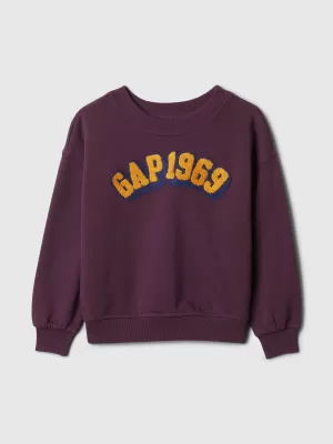 Hanorac pentru copii GAP LOGO 1969 CREW SWEATSHIRT 515121-00 RAZĂ VIOLETĂ